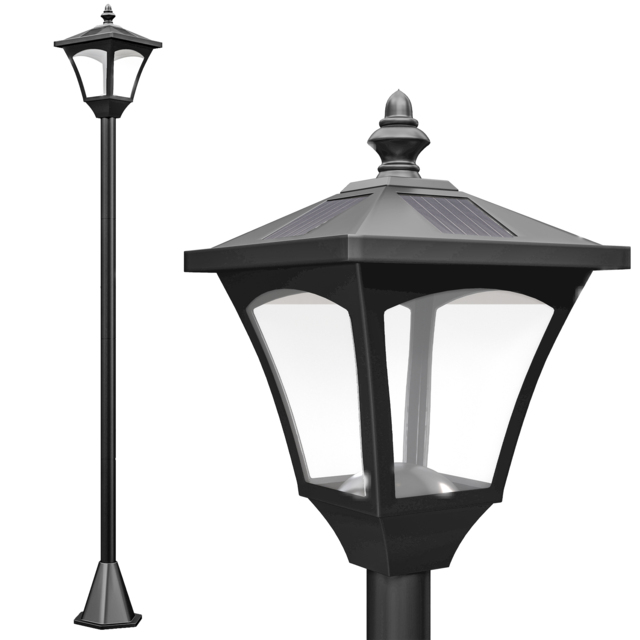 Outsunny Outdoor Solar Powered Post Lamp Sensor Dimmable LED Lantern Bollard Pathway 1.2M Tall – Black - Aosom UK - image 1