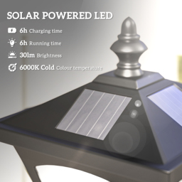 Outsunny Outdoor Solar Powered Post Lamp Sensor Dimmable LED Lantern Bollard Pathway 1.2M Tall – Black - Aosom UK - thumbnail 4