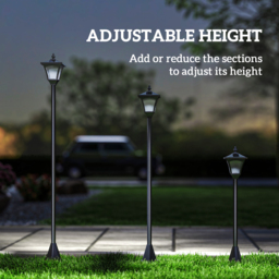 Outsunny Outdoor Solar Powered Post Lamp Sensor Dimmable LED Lantern Bollard Pathway 1.2M Tall – Black - Aosom UK - thumbnail 6
