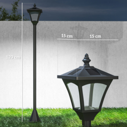 Outsunny Outdoor Solar Powered Post Lamp Sensor Dimmable LED Lantern Bollard Pathway 1.2M Tall – Black - Aosom UK - thumbnail 3