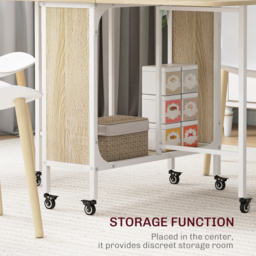 HOMCOM Folding Kitchen Table w/ 6 Wheels and Storage Shelf, Mobile Drop Leaf Dining Table for Small Spaces, Folding Wood Tables, Natural - Aosom UK - thumbnail 5