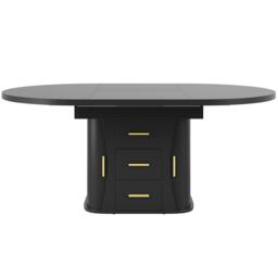Extendable Dining Table with 3-Tier Hidden Storage and Oval Extension, Round Kitchen Table for 6 People, 118-158L x 118W x 77H cm, Black - Aosom UK - thumbnail 2