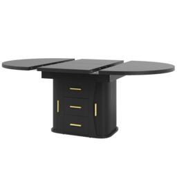 Extendable Dining Table with 3-Tier Hidden Storage and Oval Extension, Round Kitchen Table for 6 People, 118-158L x 118W x 77H cm, Black - Aosom UK - thumbnail 9