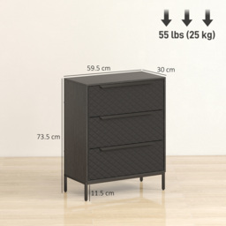 HOMCOM Chest of Drawers, Dresser with 3 Fabric Drawers and Aluminium Handles - Black - thumbnail 3