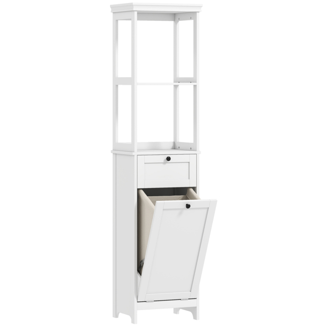 HOMCOM Tall Bathroom Cabinet with Tilt-Out Laundry Basket - White - image 1