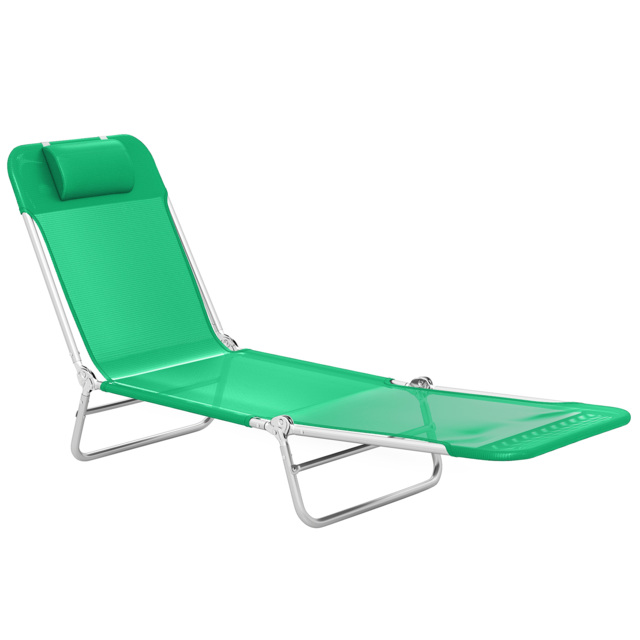 Outsunny Steel Frame Sun Lounger, with Reclining Back - Dark Green - image 1
