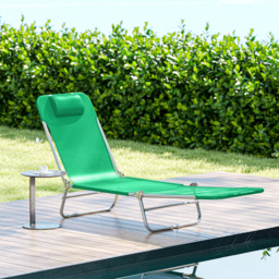 Outsunny Steel Frame Sun Lounger, with Reclining Back - Dark Green - thumbnail 9