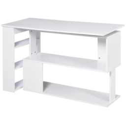 HOMCOM Corner Computer Desk, L Shaped Desk with 360° Rotating Bookshelf, 120L x 110W x 74.5H cm, White - thumbnail 1