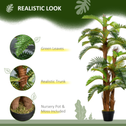 Outsunny 5FT Artificial Fern Tree with 36 Leaves, Decorative Fake Plant for Indoor Outdoor Décor, Nursery Pot - Aosom UK - thumbnail 5
