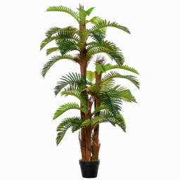 Outsunny 5FT Artificial Fern Tree with 36 Leaves, Decorative Fake Plant for Indoor Outdoor Décor, Nursery Pot - Aosom UK - thumbnail 1