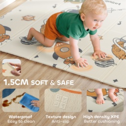 AIYAPLAY Baby Play Mat, Double Sideded Foldable Kids Crawling Mat, Reversible & Waterproof, Astronaut and Planet - thumbnail 6