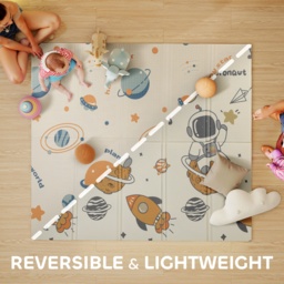 AIYAPLAY Baby Play Mat, Double Sideded Foldable Kids Crawling Mat, Reversible & Waterproof, Astronaut and Planet - thumbnail 4