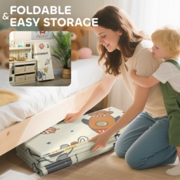 AIYAPLAY Baby Play Mat, Double Sideded Foldable Kids Crawling Mat, Reversible & Waterproof, Astronaut and Planet - thumbnail 7