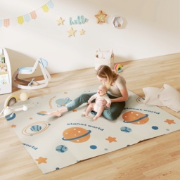 AIYAPLAY Baby Play Mat, Double Sideded Foldable Kids Crawling Mat, Reversible & Waterproof, Astronaut and Planet - thumbnail 2
