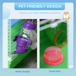 Pawhut 5 Tier Hamster Cage Carrier Habitat Small Animal House w/ Exercise Wheels Tunnel Tube Water Bottle Dishes for Dwarf Mice, Green - Aosom UK - thumbnail 5