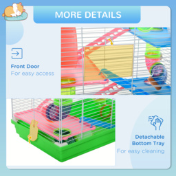 Pawhut 5 Tier Hamster Cage Carrier Habitat Small Animal House w/ Exercise Wheels Tunnel Tube Water Bottle Dishes for Dwarf Mice, Green - Aosom UK - thumbnail 7