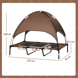 PawHut Raised Dog Bed Waterproof Elevated Pet Cot with Breathable Mesh UV Protection Canopy Coffee, for XXL Dogs, 122 x 92 x 108cm - Aosom UK - thumbnail 3