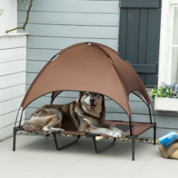 PawHut Raised Dog Bed Waterproof Elevated Pet Cot with Breathable Mesh UV Protection Canopy Coffee, for XXL Dogs, 122 x 92 x 108cm - Aosom UK - thumbnail 2