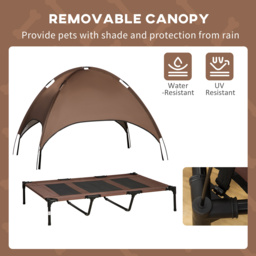 PawHut Raised Dog Bed Waterproof Elevated Pet Cot with Breathable Mesh UV Protection Canopy Coffee, for XXL Dogs, 122 x 92 x 108cm - Aosom UK - thumbnail 6