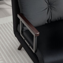 HOMCOM 4-in-1 Velvet-Feel Single Chair Bed, with Pillow - Black - thumbnail 8