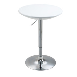 HOMCOM Modern Round Bar Table Adjustable Height Home Pub Bistro Desk Swivel Painted Top with Silver Steel Leg and Base, White - Aosom UK - thumbnail 1