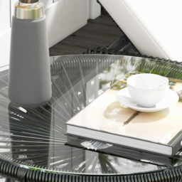 Outsunny Rattan Side Table, Round Outdoor Coffee Table, with Round PE Rattan and Tempered Glass Table Top for Patio, Garden, Balcony, Black - thumbnail 9