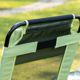 Outsunny Set of 2 Portable Folding Recliner Metal Outdoor Patio Chaise Lounge Chairs with Adjustable Backrest, Green - thumbnail 7