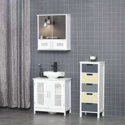 kleankin Wall Mirror Cabinet: Double Door Storage with Adjustable Shelf, White - Aosom UK - thumbnail 7