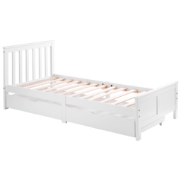 3ft Pine Single Bed with Wooden Frame & under Storage Drawers, Solid Single Bed with Modern Mattress Foundation for Bedrooms, 196x100x82 cm, White - Aosom UK - thumbnail 2