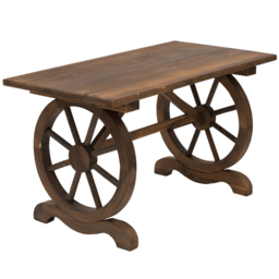 Outsunny Patio Coffee Table, Outdoor Dining Display Desk, Water-Resistant Natural Fir Wood - Aosom UK - thumbnail 1