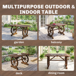 Outsunny Patio Coffee Table, Outdoor Dining Display Desk, Water-Resistant Natural Fir Wood - Aosom UK - thumbnail 6