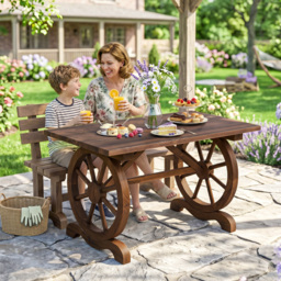 Outsunny Patio Coffee Table, Outdoor Dining Display Desk, Water-Resistant Natural Fir Wood - Aosom UK - thumbnail 7