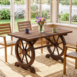 Outsunny Patio Coffee Table, Outdoor Dining Display Desk, Water-Resistant Natural Fir Wood - Aosom UK - thumbnail 8
