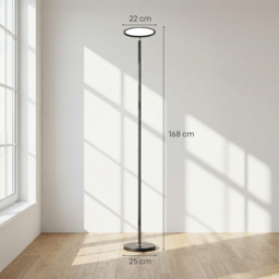 HOMCOM Uplighter Floor Lamp with Tuya App and Music Sync, Standing Lamp with Adjustable Head for Living Room Bedroom, Black - thumbnail 3