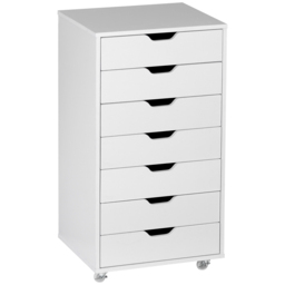 Vinsetto Vertical Filing Cabinet, 7-drawer File Cabinet, Mobile Office Cabinet on Wheels for Study, Home Office, White - Aosom UK
