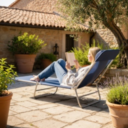 Outsunny Folding Sun Lounger with Head Pillow - Dark Blue - thumbnail 8