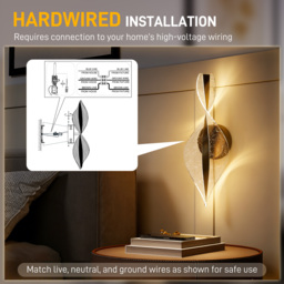 HOMCOM Led Wall Lamp 2 Pack, 13W Modern Indoor Spiral Wall Light, Colour Temperature Adjustable 3000K/4000K/6500K, for Bedroom, Living Room, Hallway, Stairs, Black - thumbnail 6