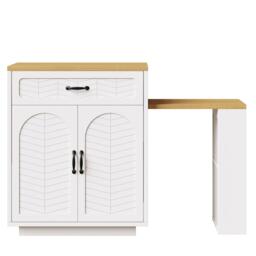 Extendable Kitchen Island with Built-In Wine Rack, Multifunctional Storage Cabinet with Dining Table, 141-193.5L x 70W x 101.5H cm, White - Aosom UK - thumbnail 9