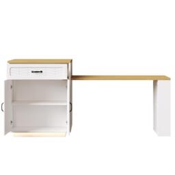 Extendable Kitchen Island with Built-In Wine Rack, Multifunctional Storage Cabinet with Dining Table, 141-193.5L x 70W x 101.5H cm, White - Aosom UK - thumbnail 2
