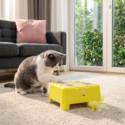 PawHut 3 in 1 Interactive Cat Toys with Mouse & Feather Teaser Toy Rechargeable Automatic for Indoor Kittens & Adult Cats - thumbnail 2