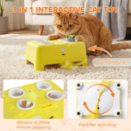 PawHut 3 in 1 Interactive Cat Toys with Mouse & Feather Teaser Toy Rechargeable Automatic for Indoor Kittens & Adult Cats - thumbnail 4