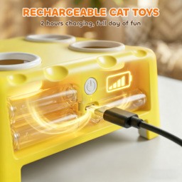 PawHut 3 in 1 Interactive Cat Toys with Mouse & Feather Teaser Toy Rechargeable Automatic for Indoor Kittens & Adult Cats - thumbnail 6