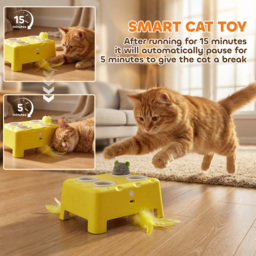 PawHut 3 in 1 Interactive Cat Toys with Mouse & Feather Teaser Toy Rechargeable Automatic for Indoor Kittens & Adult Cats - thumbnail 5