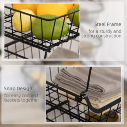 HOMCOM 5 Tier Storage Trolley, Stackable Fruit Vegetable Cart for Kitchen, Living Room, 40 x 2 x 97 cm, Black - thumbnail 7