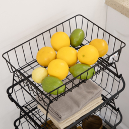 HOMCOM 5 Tier Storage Trolley, Stackable Fruit Vegetable Cart for Kitchen, Living Room, 40 x 2 x 97 cm, Black - thumbnail 9