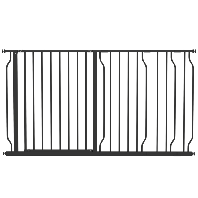 PawHut 75-145cm Dog Gate Extra Wide Stairway Gate for Pet,Pressure Fit Stair Gate for Doorways, Hallways, Staircases, Black - Aosom UK - image 1