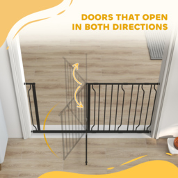 PawHut 75-145cm Dog Gate Extra Wide Stairway Gate for Pet,Pressure Fit Stair Gate for Doorways, Hallways, Staircases, Black - Aosom UK - thumbnail 8
