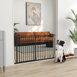 PawHut 75-145cm Dog Gate Extra Wide Stairway Gate for Pet,Pressure Fit Stair Gate for Doorways, Hallways, Staircases, Black - Aosom UK - thumbnail 2