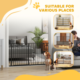 PawHut 75-145cm Dog Gate Extra Wide Stairway Gate for Pet,Pressure Fit Stair Gate for Doorways, Hallways, Staircases, Black - Aosom UK - thumbnail 7