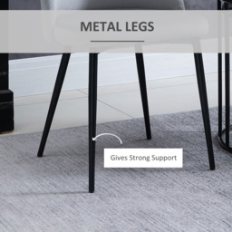 HOMCOM Velvet Dining Chairs w/ Soft Fabric Seat and Back, Set of 2 Contemporary Design for Office Dining Kitchen Living Room, Grey - Aosom UK - thumbnail 6